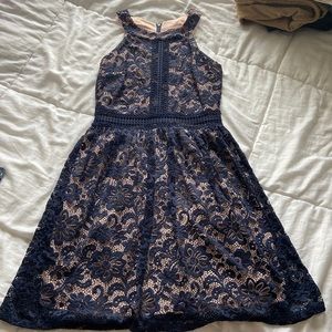 baby pink  & navy blue dress